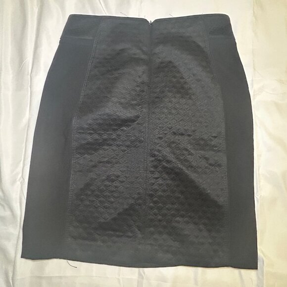 White House Black Market‎ Pull-On Skirt Textured Quilted Side Panels Black W 2 - Picture 5 of 12